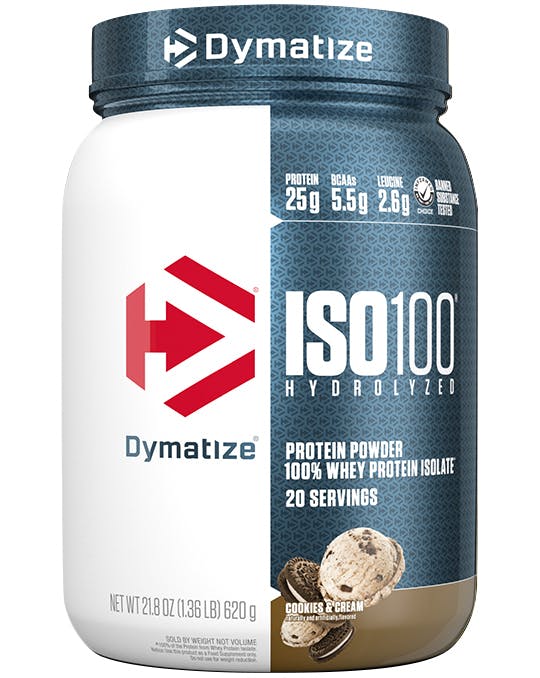 A single tub of Dymatize ISO100 Cookies & Cream