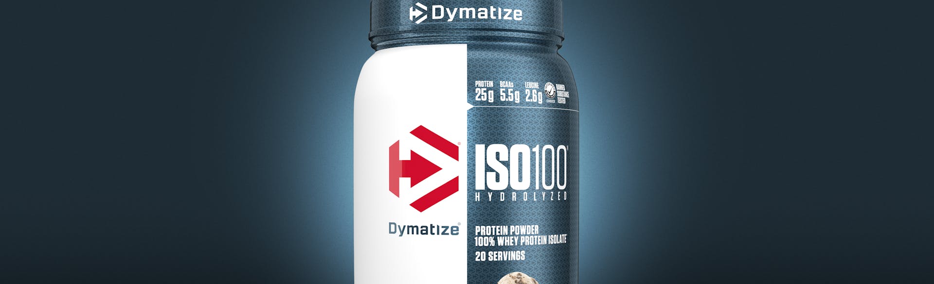 A single tub of Dymatize ISO100 Cookies & Cream