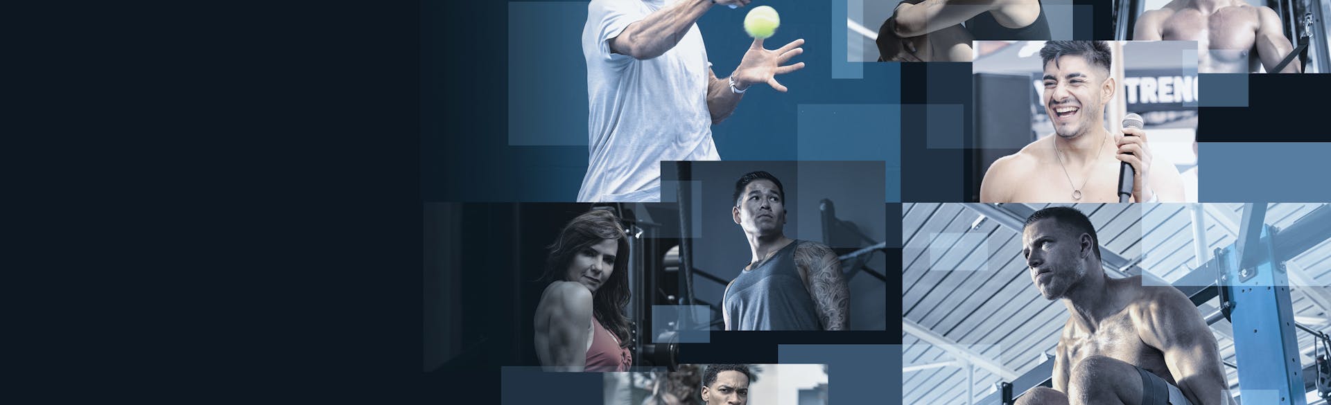 Collage featuring various squad members exercising and playing their sport of choice