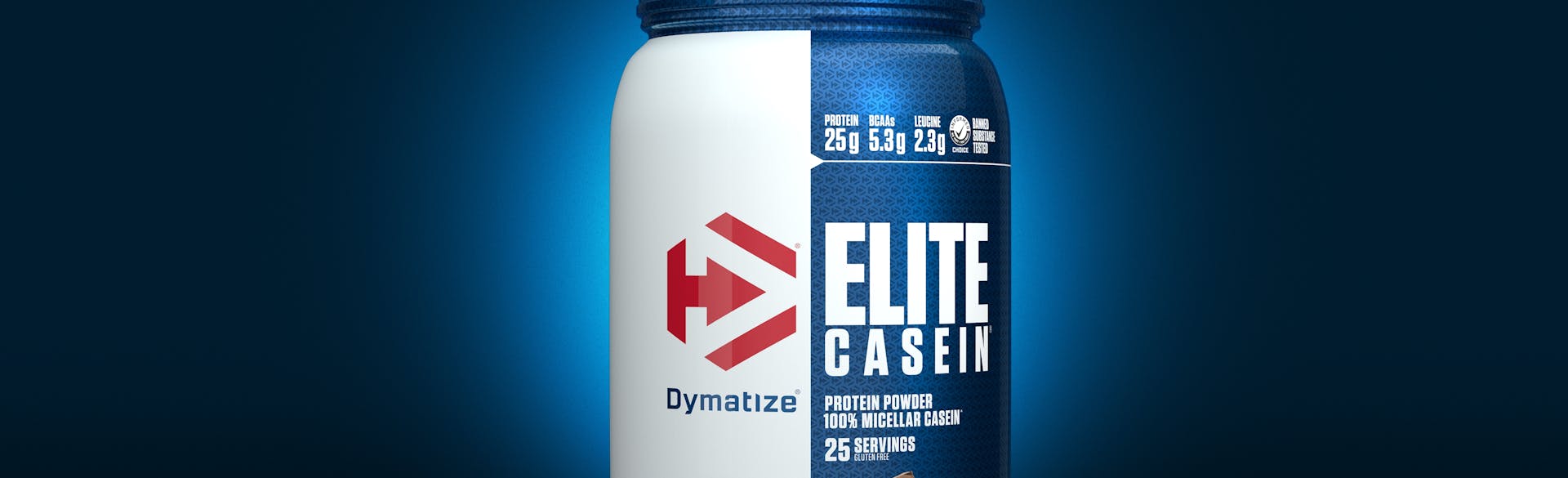 A single tub of Dymatize Elite Casein Rich Chocolate