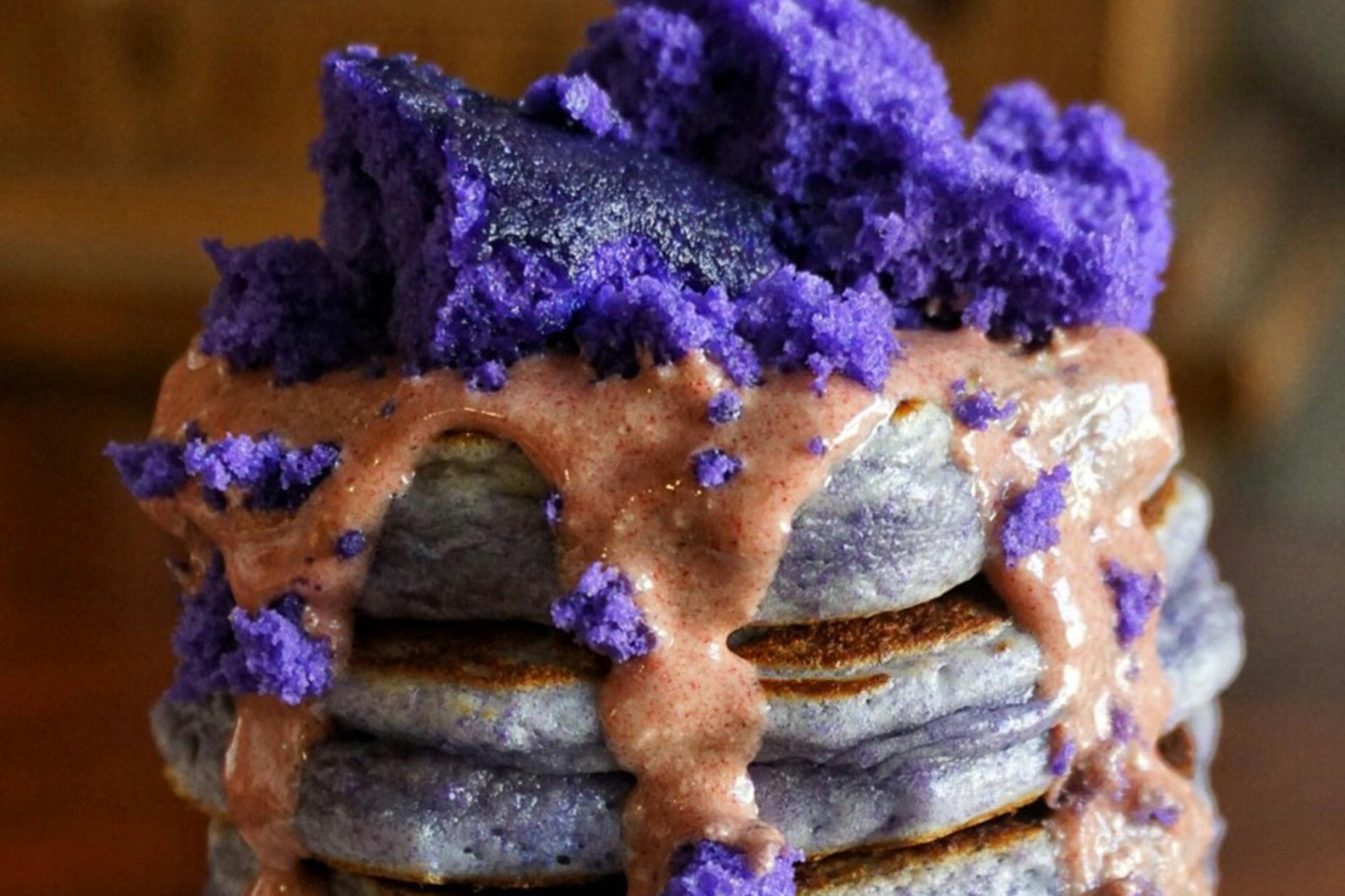 Ghoulish Vanilla Cupcake with Ube Protein Pancakes