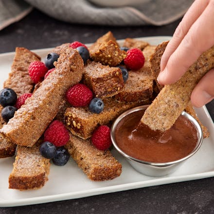 Protein French Toast Sticks with Chocolate Protein Dipping Sauce